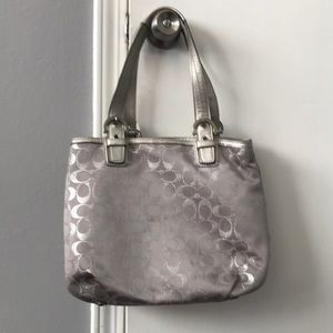 Gray and silver Genuine coach bag